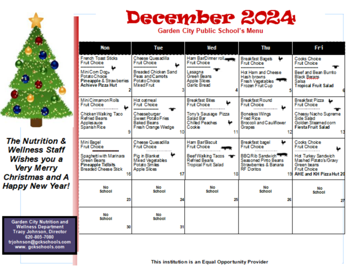 December 2024 Menu