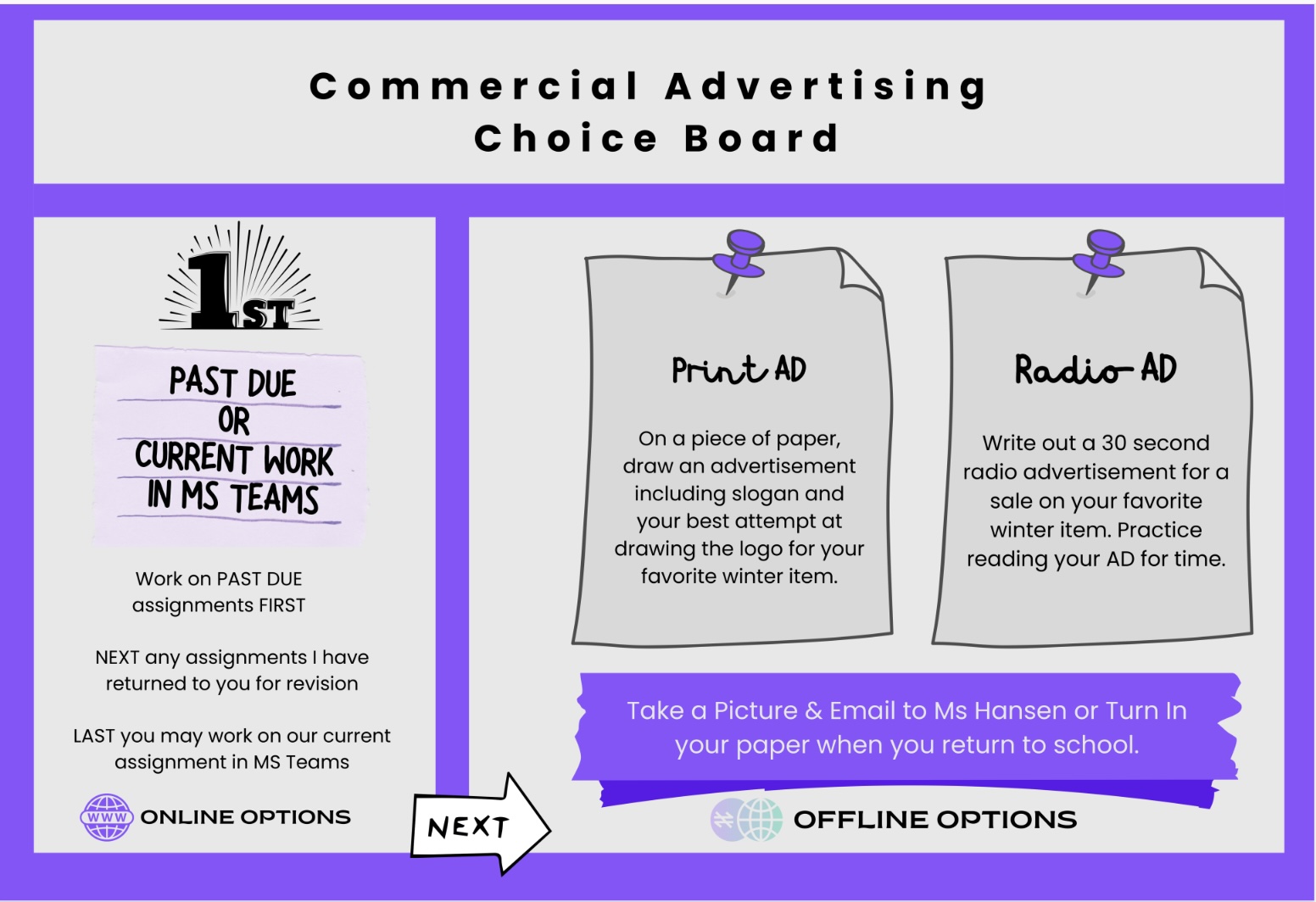 Commercial Advertising Choice Board