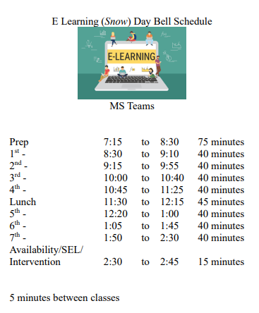 E-Learning BELL Schedule
