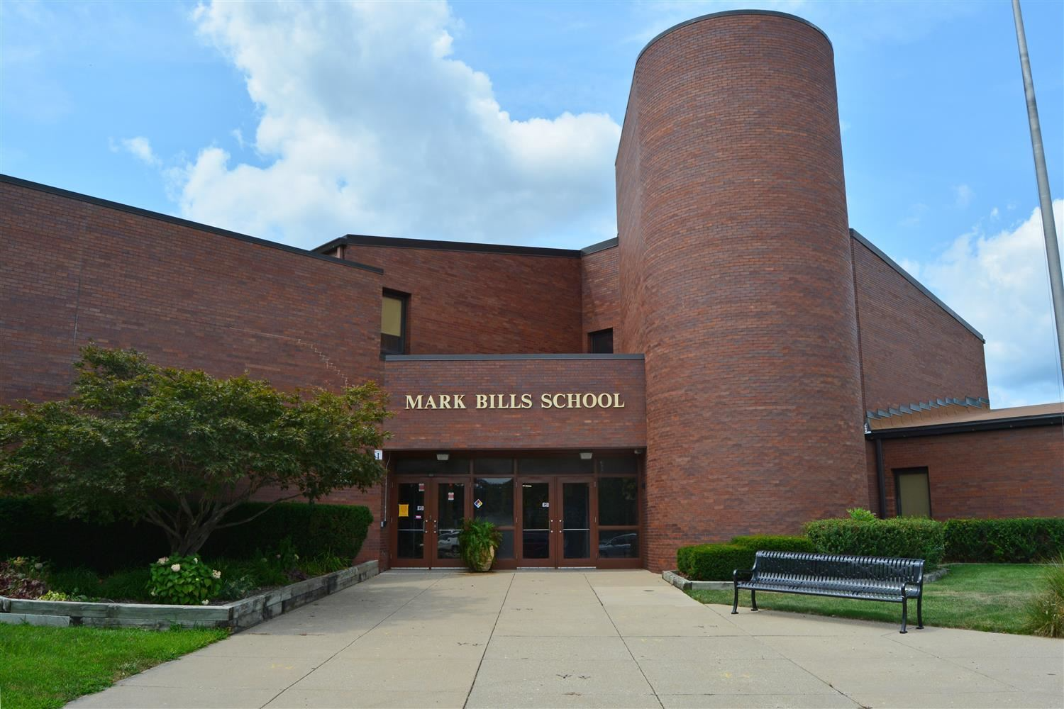 front of Mark Bills school
