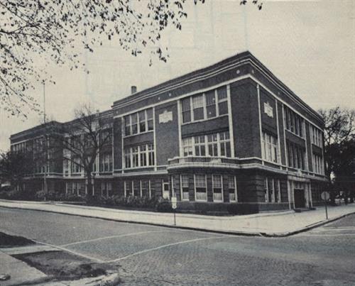 black and white old image of franklin school building