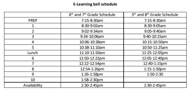 elearning schedule