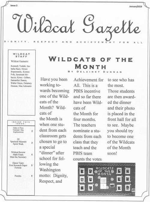 Wildcat Gazette newspaper article