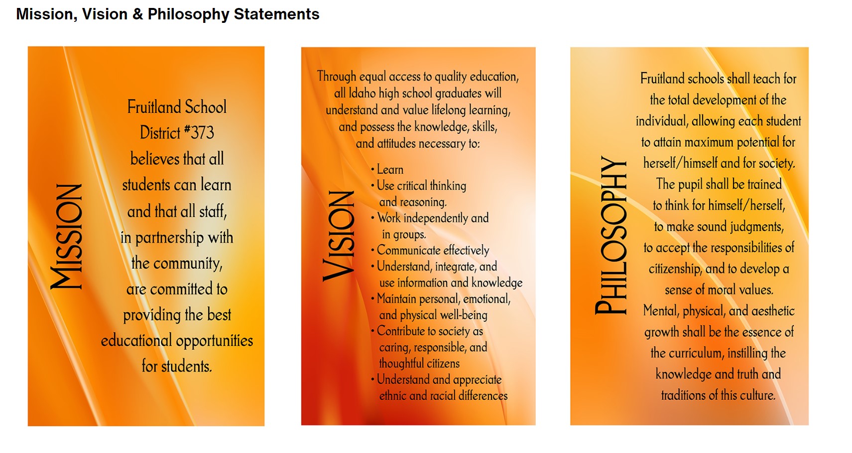 Mission, Vision, and Philosophy Statements