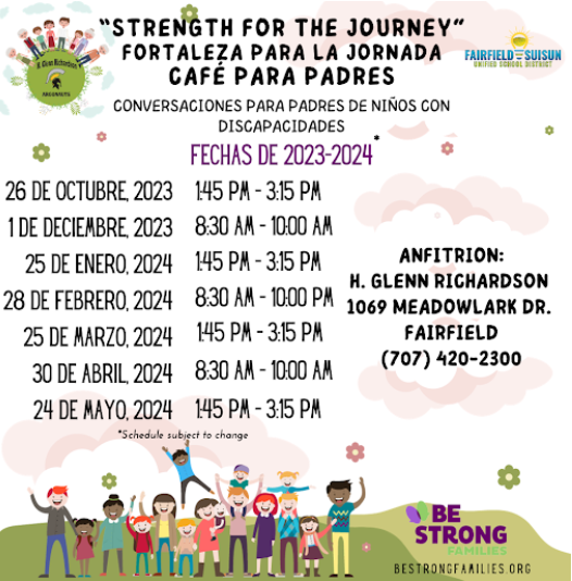 Fortaleza para la Jornada Café para Padres - Fechas de 2023-2024, 30 de Abril 8:30 am - 10:00am, 24 de Mayo 1:45PM-3:15PM