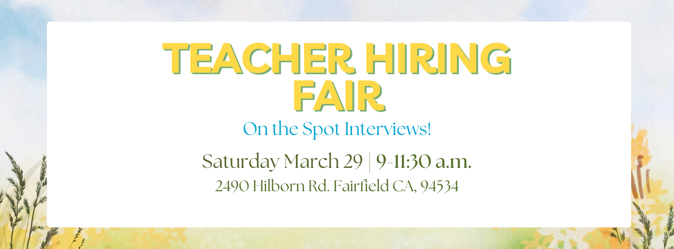 Teacher Hiring Fair - March 29, 2025 | 9AM - 11:30AM