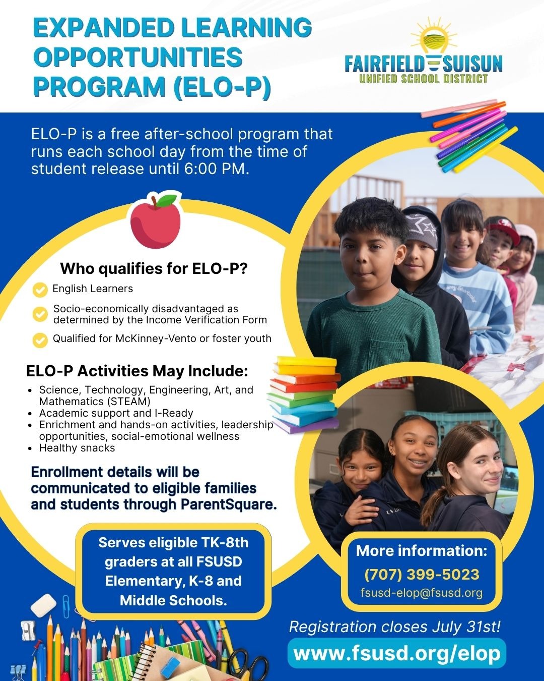 Extended Learning Opportunities Program Flyer with information also available on the website