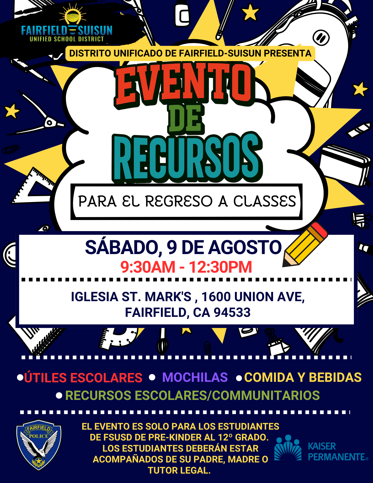 Back to School Resource Fair - August 9, 2025 from 9:30am - 12pm