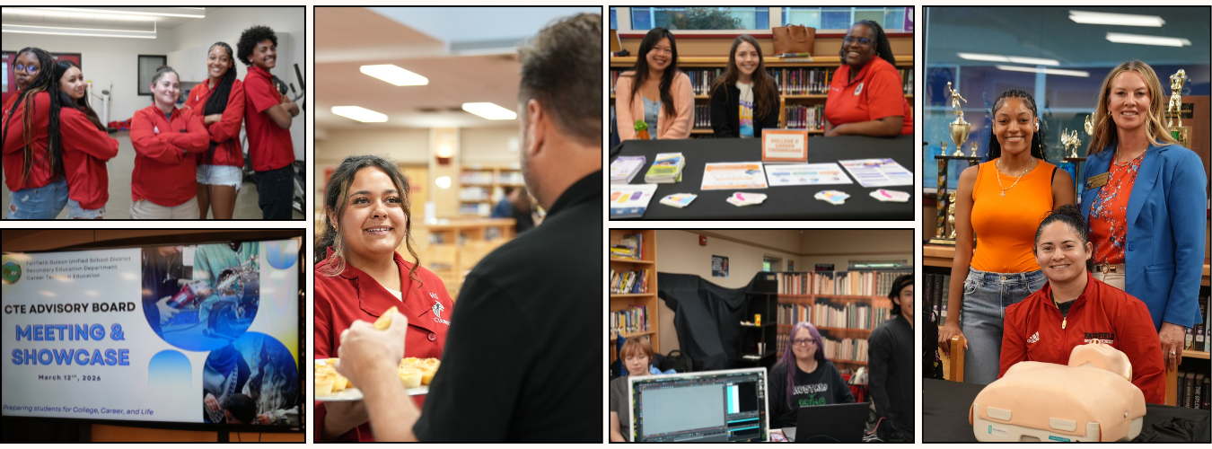Collage of photos from the CTE showcase