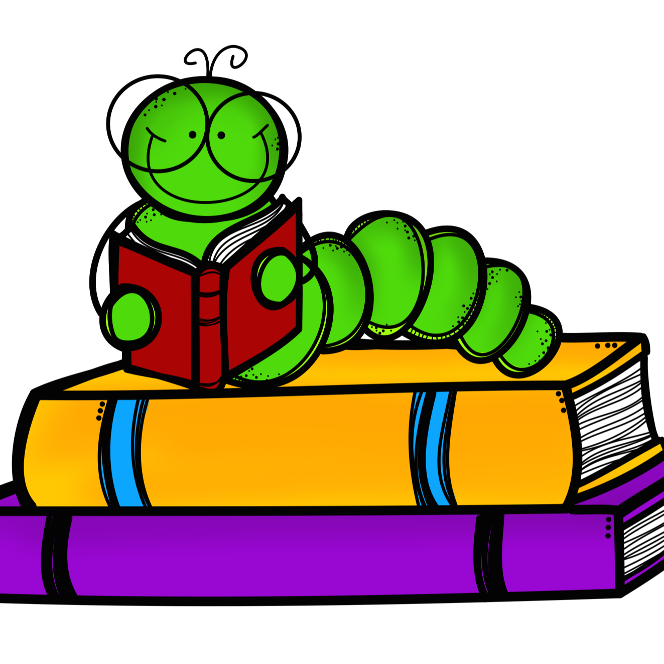 books with worm on top