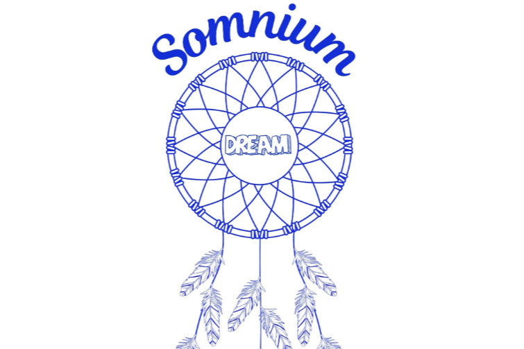 A blue dreamcatcher logo with the word "Somnium" above it and the word "Dream" in the center.
