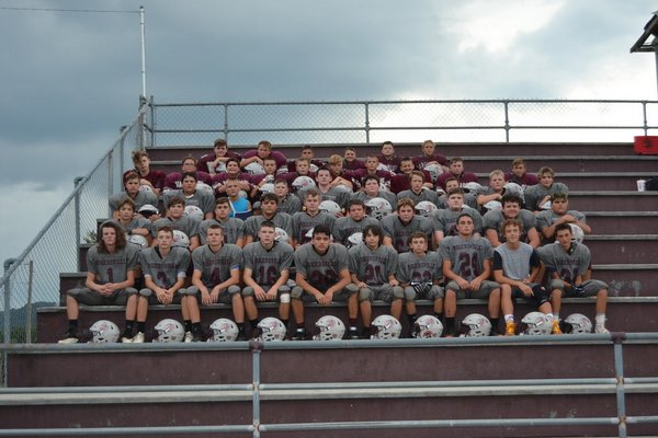 Football Team group picture on the bleachers