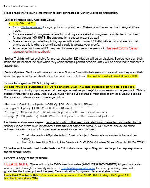info on senior portraits