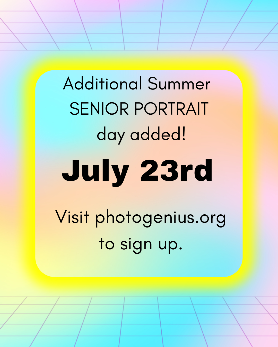 senior portrait date July 23rd