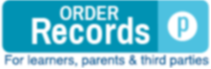 Logo for "ORDER Records" displayed on a blue background, featuring white text and a white circle with a "p" inside.