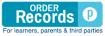 Logo for "ORDER Records" displayed on a blue background, featuring white text and a white circle with a "p" inside.
