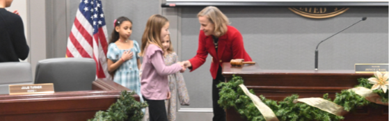 Highland Students reciting the pledge before the BOSC