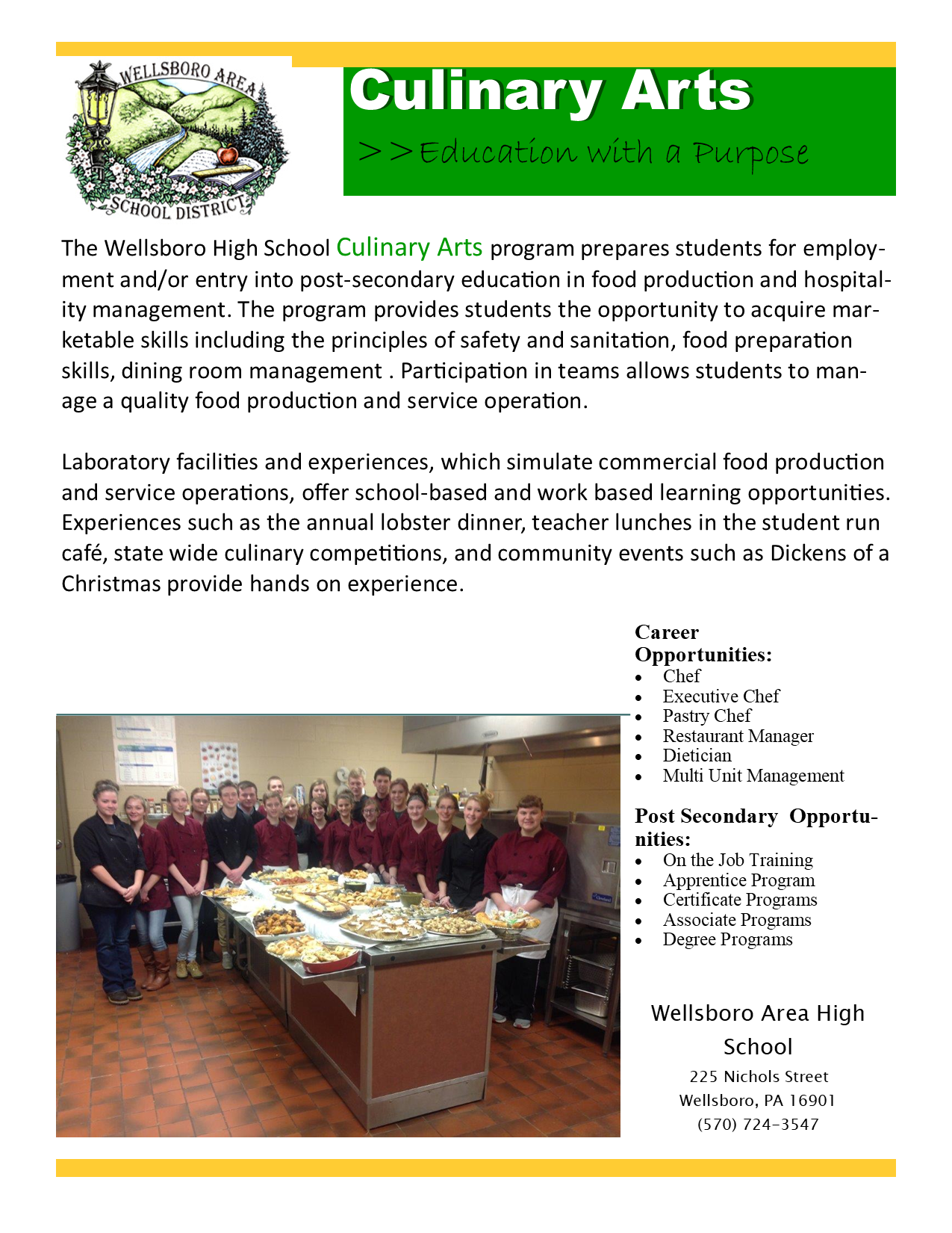 Culinary Arts Info | Wellsboro High School