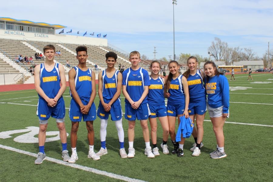 track and field team taking group pic