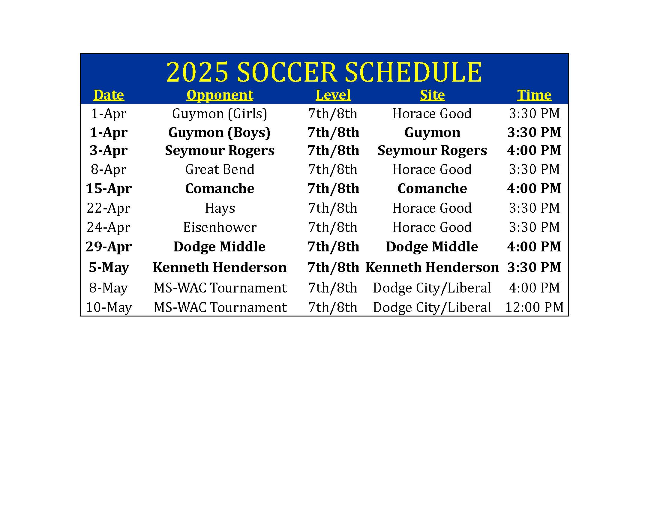 2024 Schedule