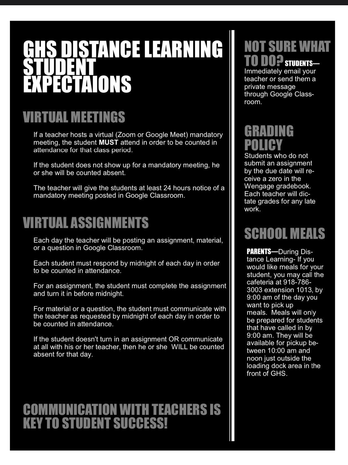 GHS Distance Learning Student Expectations