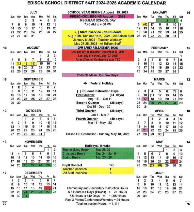 District Calendar 2024-2025