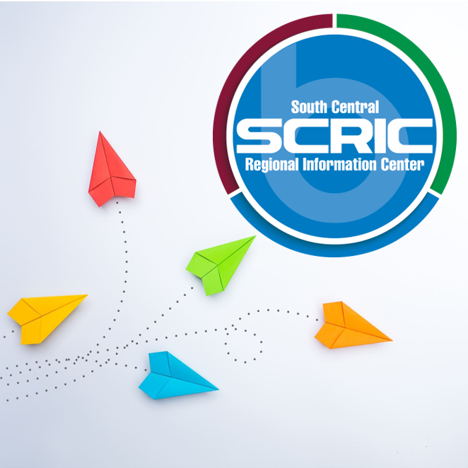 SCRIC Logo with colorful paper arrows pointing to the logo