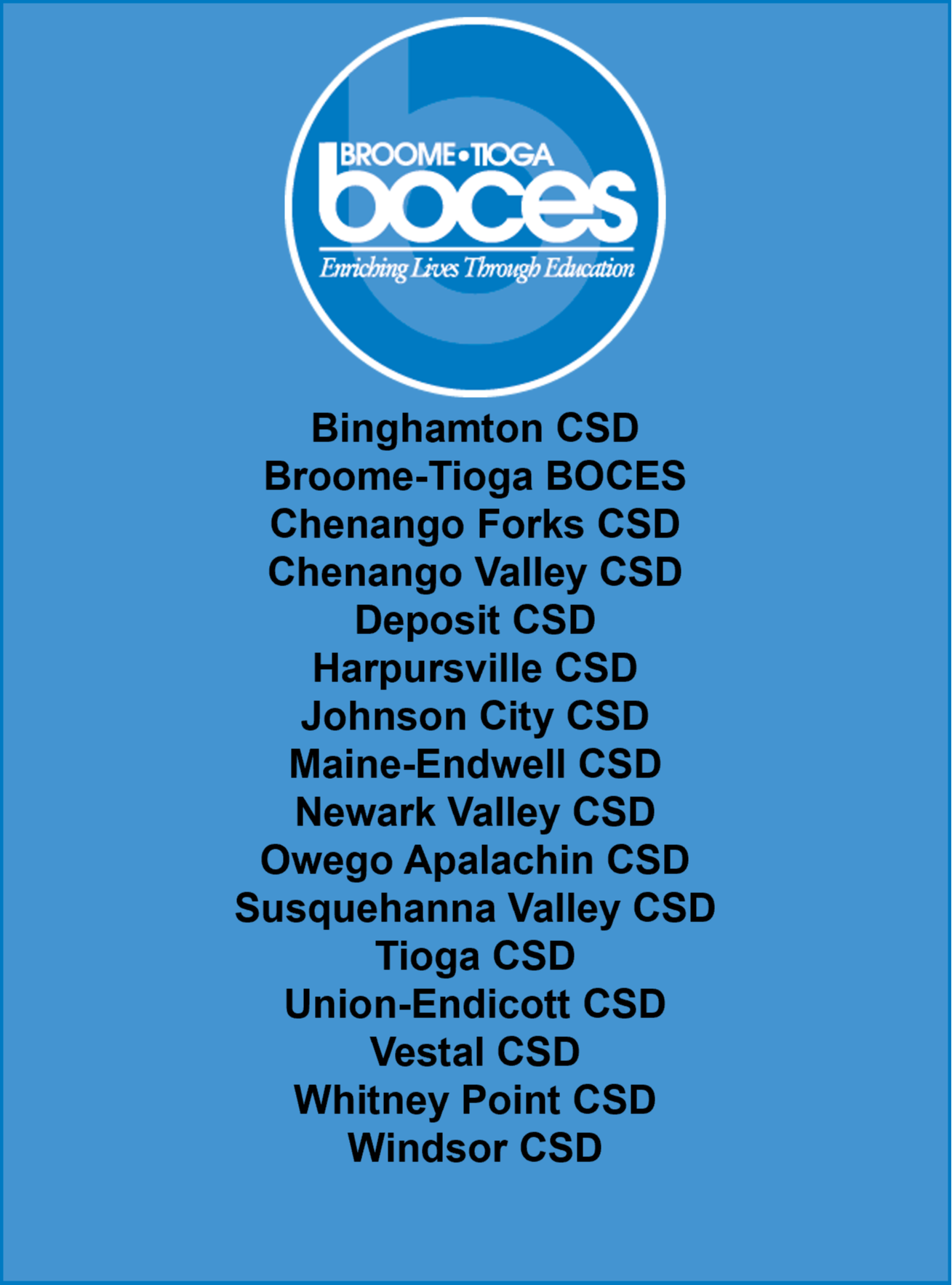 BTBOCES logo with supported districts listed underneath