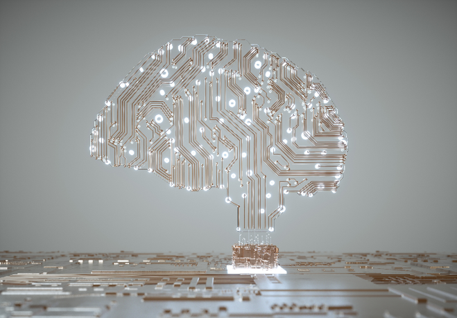AI brain made of circuitry