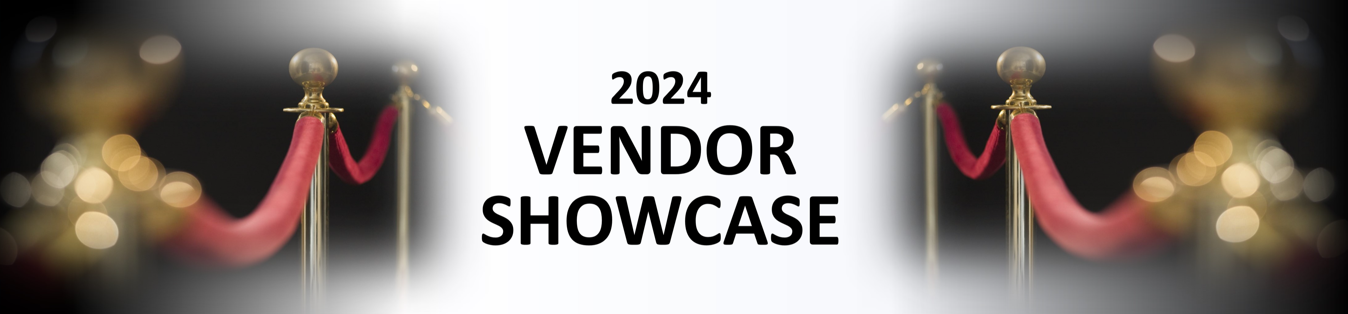 Vendor showcase text with two VIP rope barriers