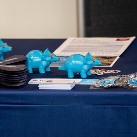 networking opportunities blue dinos in  a line