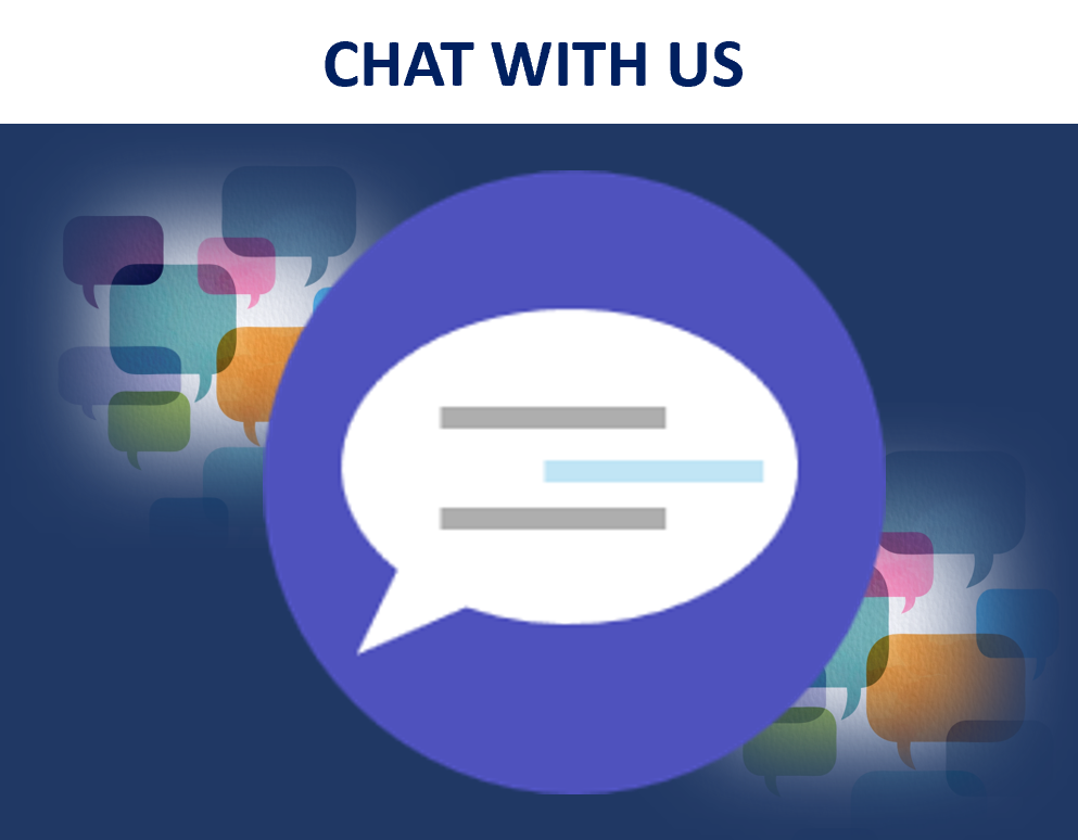 A background image of small chat bubbles in various pastel colors with a forefront lage whit chat box encased in a purle cicle.