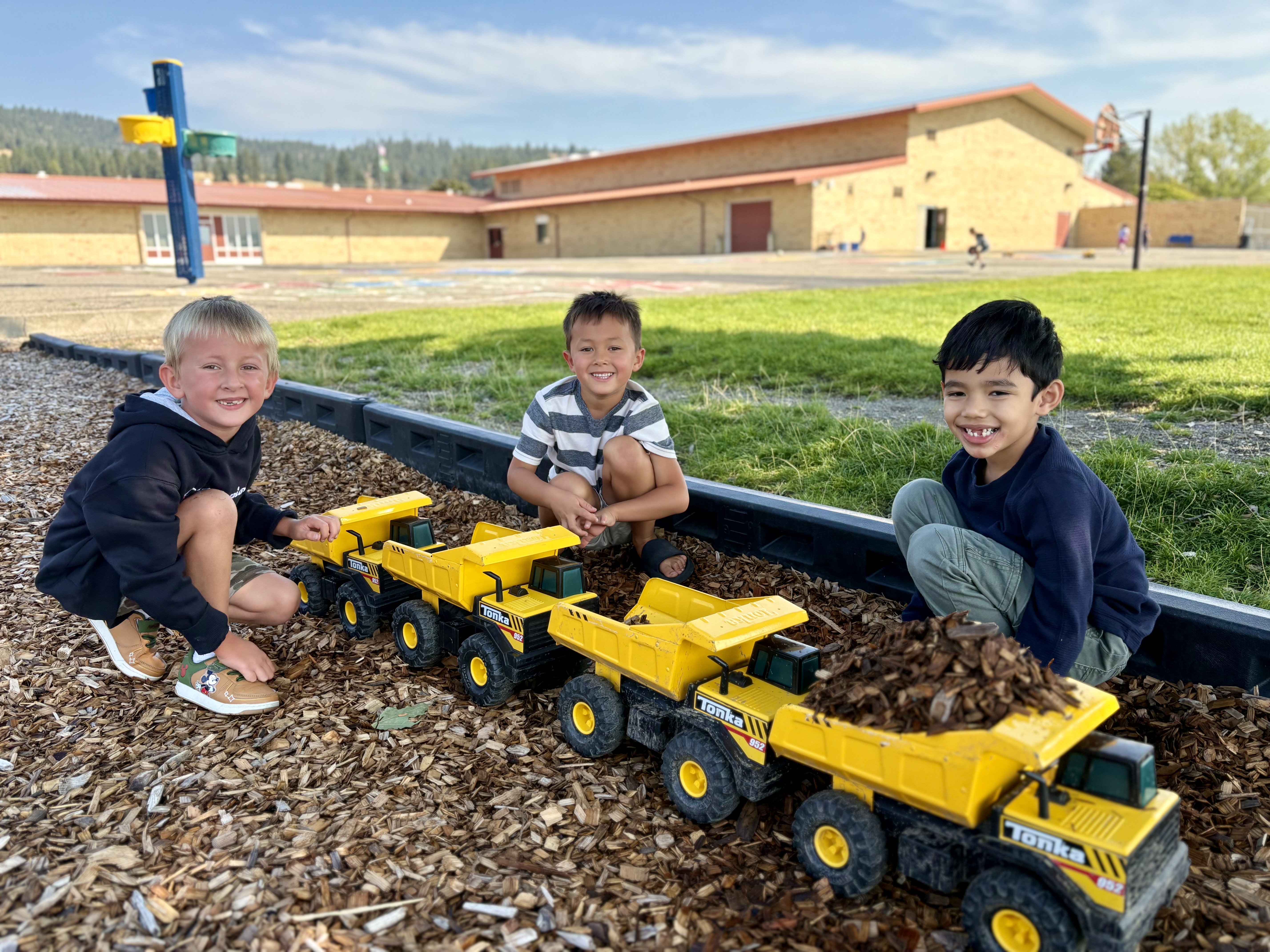 Kids playing trucks