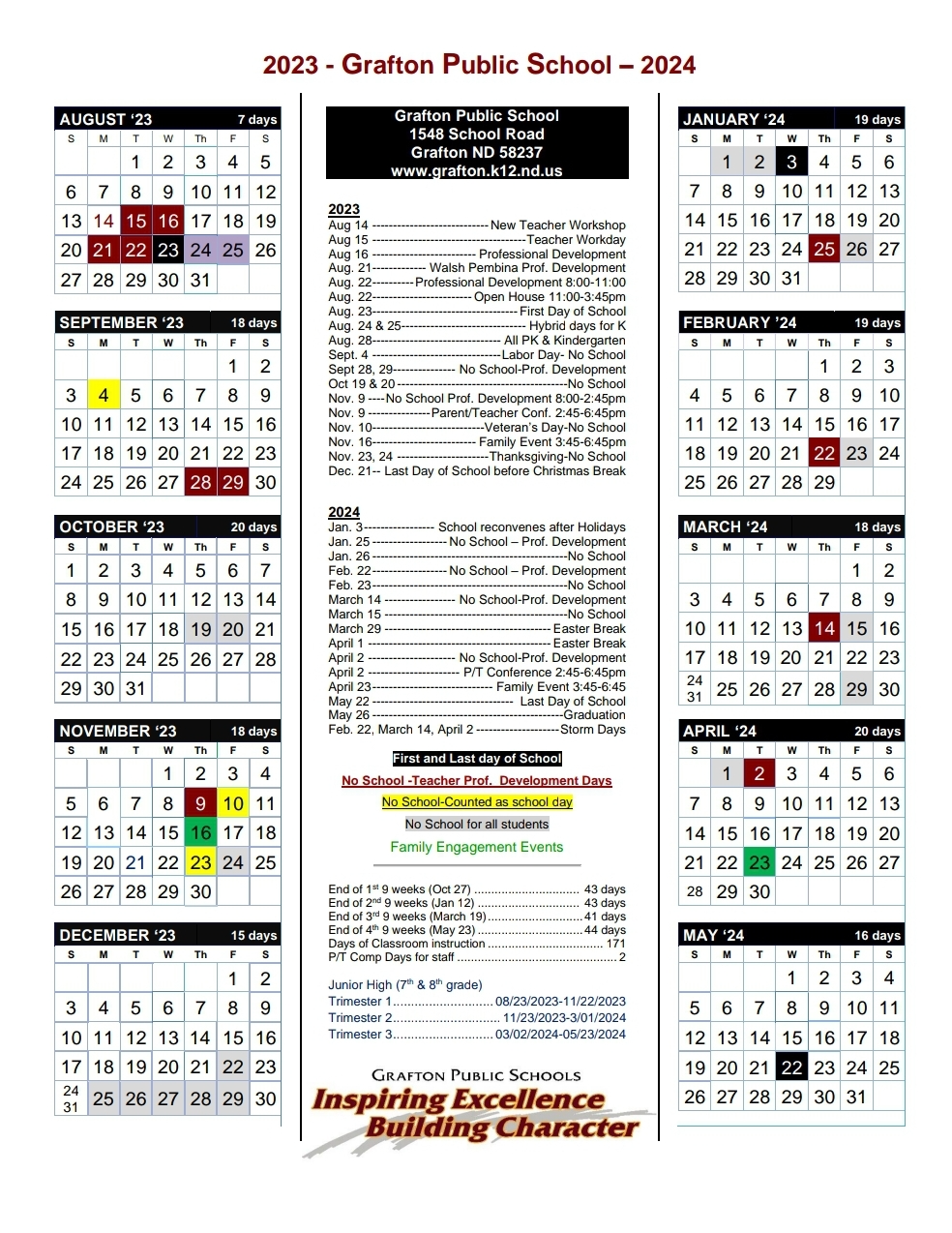 Calendars | Grafton Public School District #18