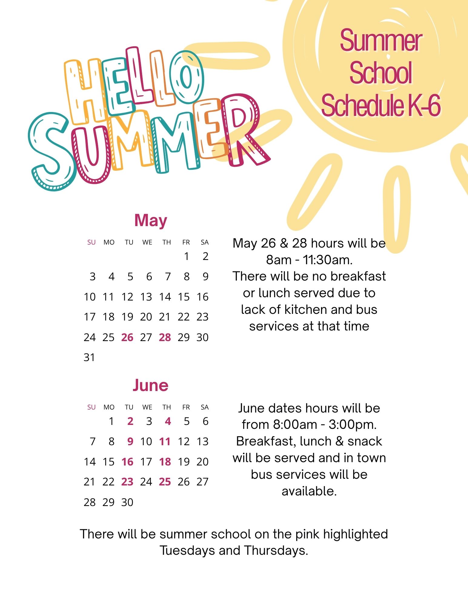 ESP Summer Calendar