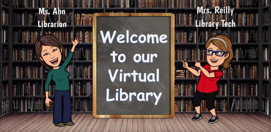 bitmojis of staff welcoming to library