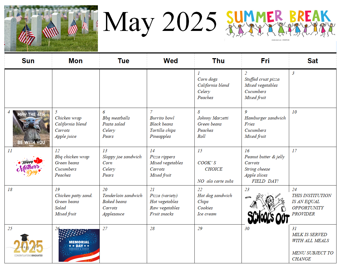 May Menu