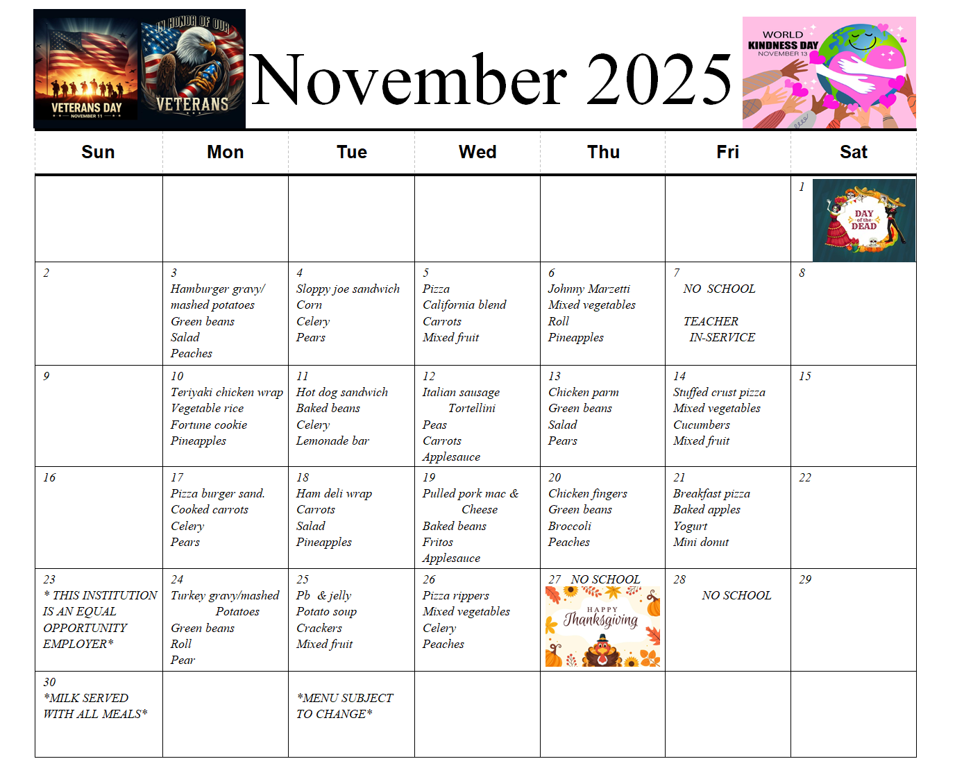 November Menu