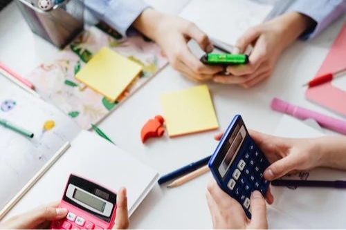 Math Students with Calculators