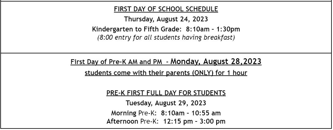 23-24 First Day Schedule