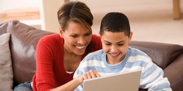 mother and son read