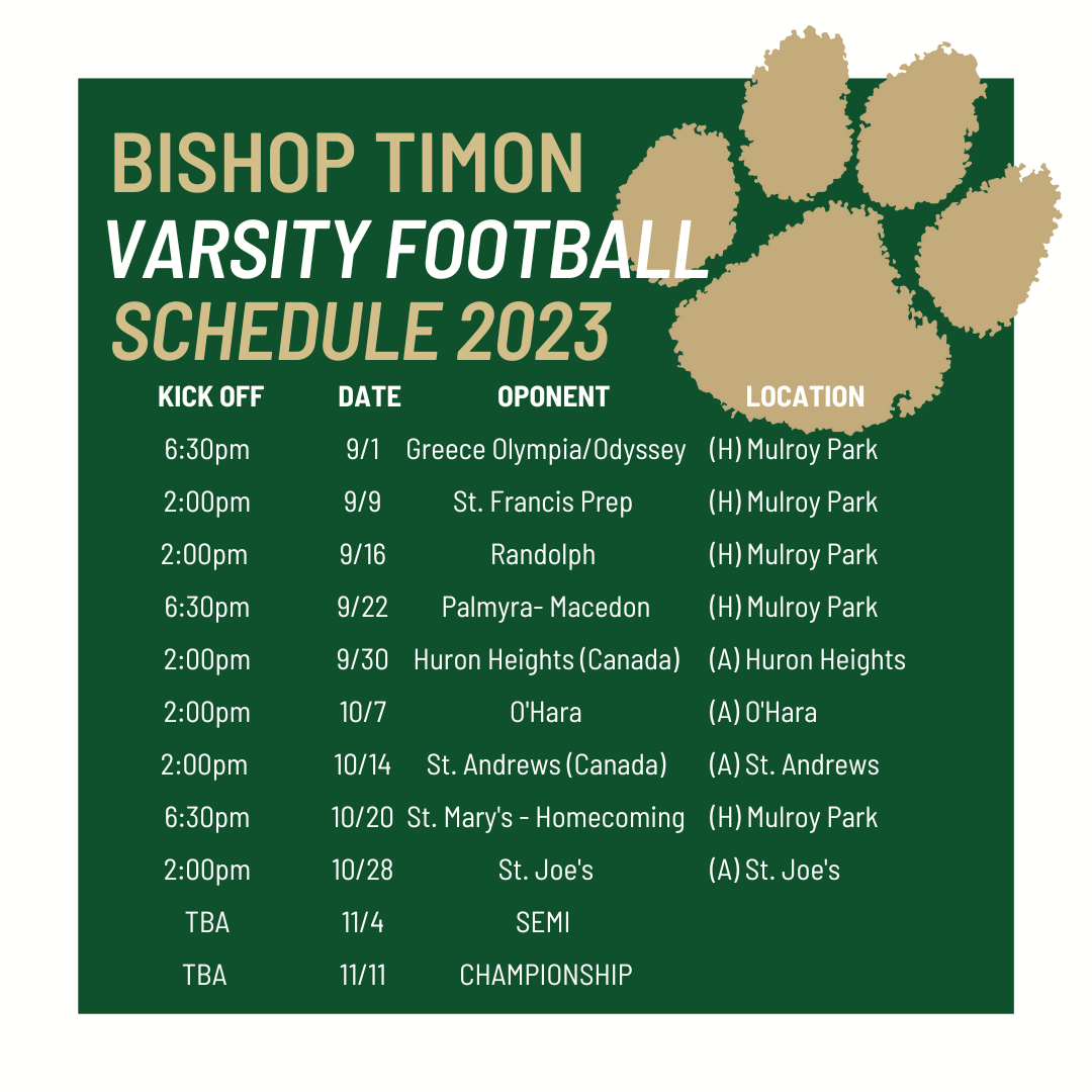 Bishop Timon Football Schedule 2023