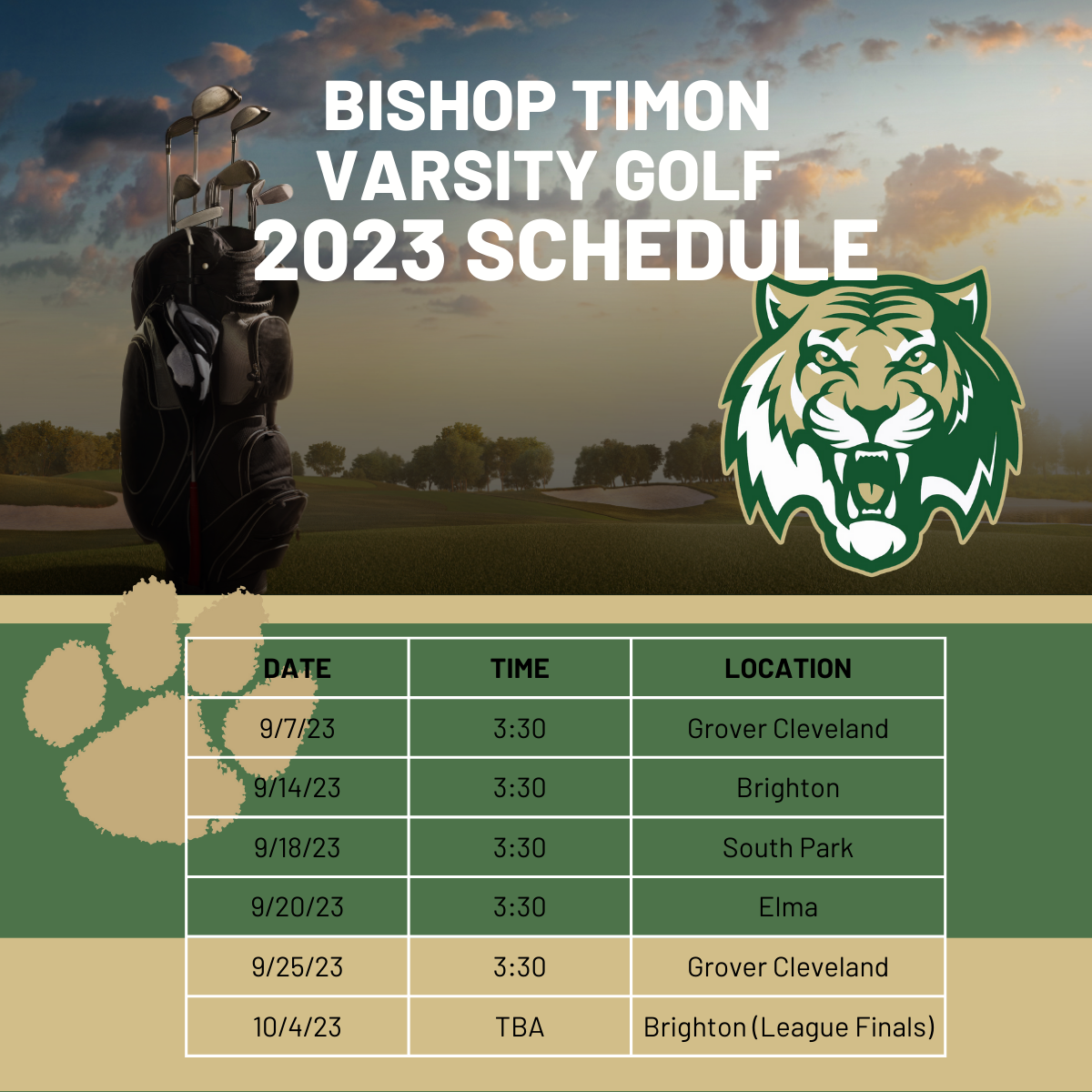 Varsity Golf Schedule - Bishop Timon 