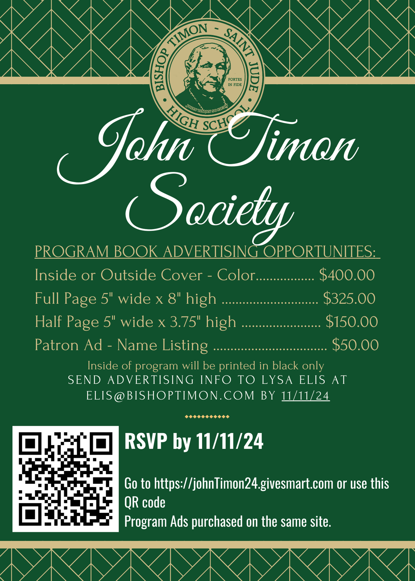 John Timon Society Invite & advertising