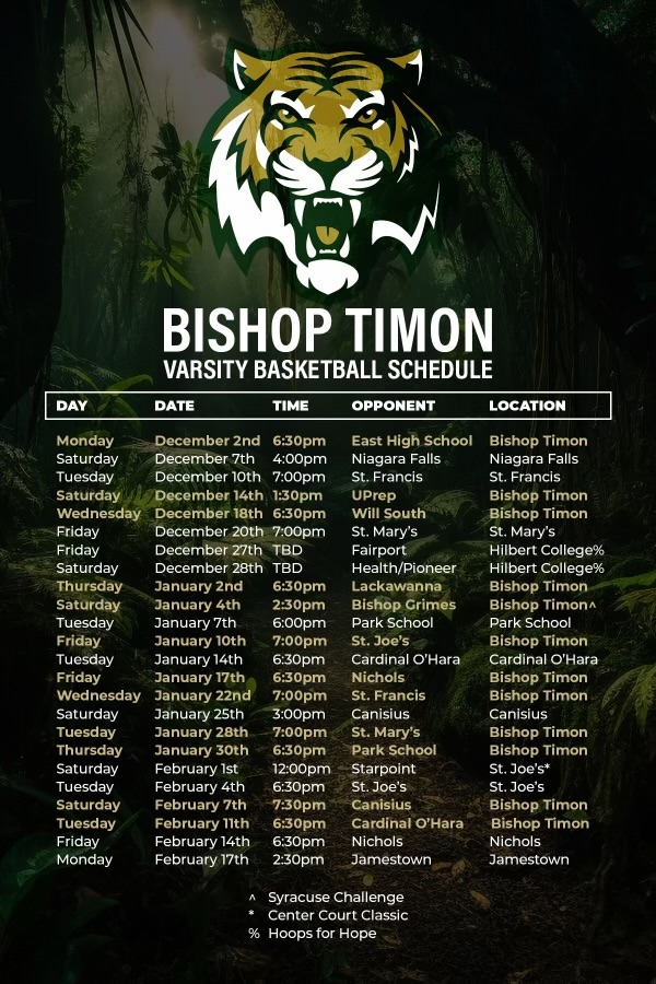 Bishop Timon Basketball Schedule 