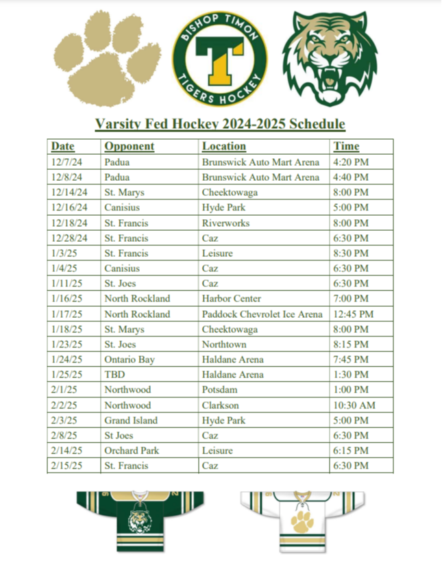 Bishop Timon 23-24 Hockey Schedule