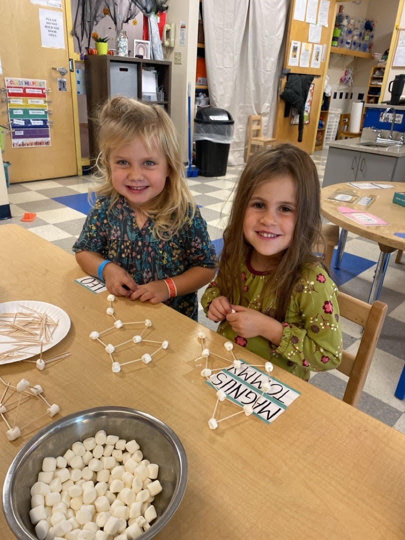 children building towers with marshmallows