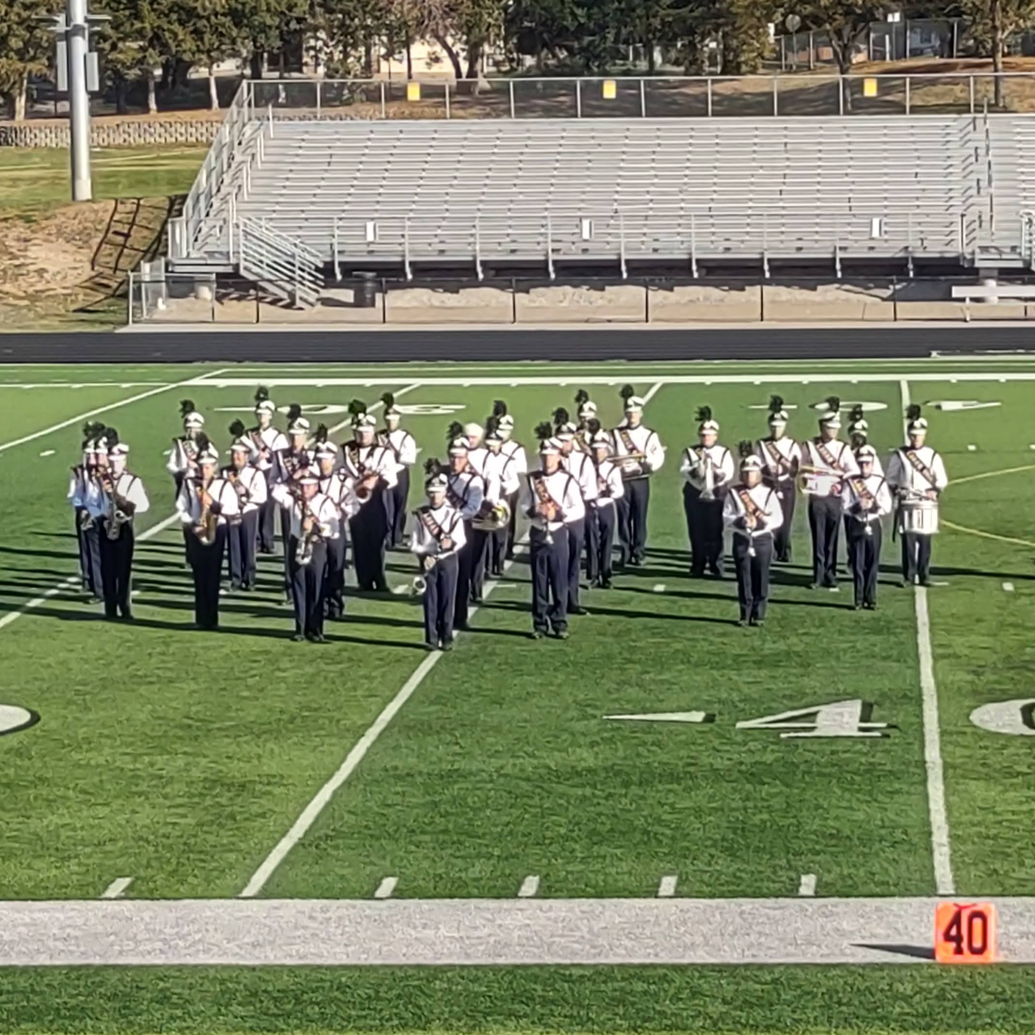 Marching band on football field