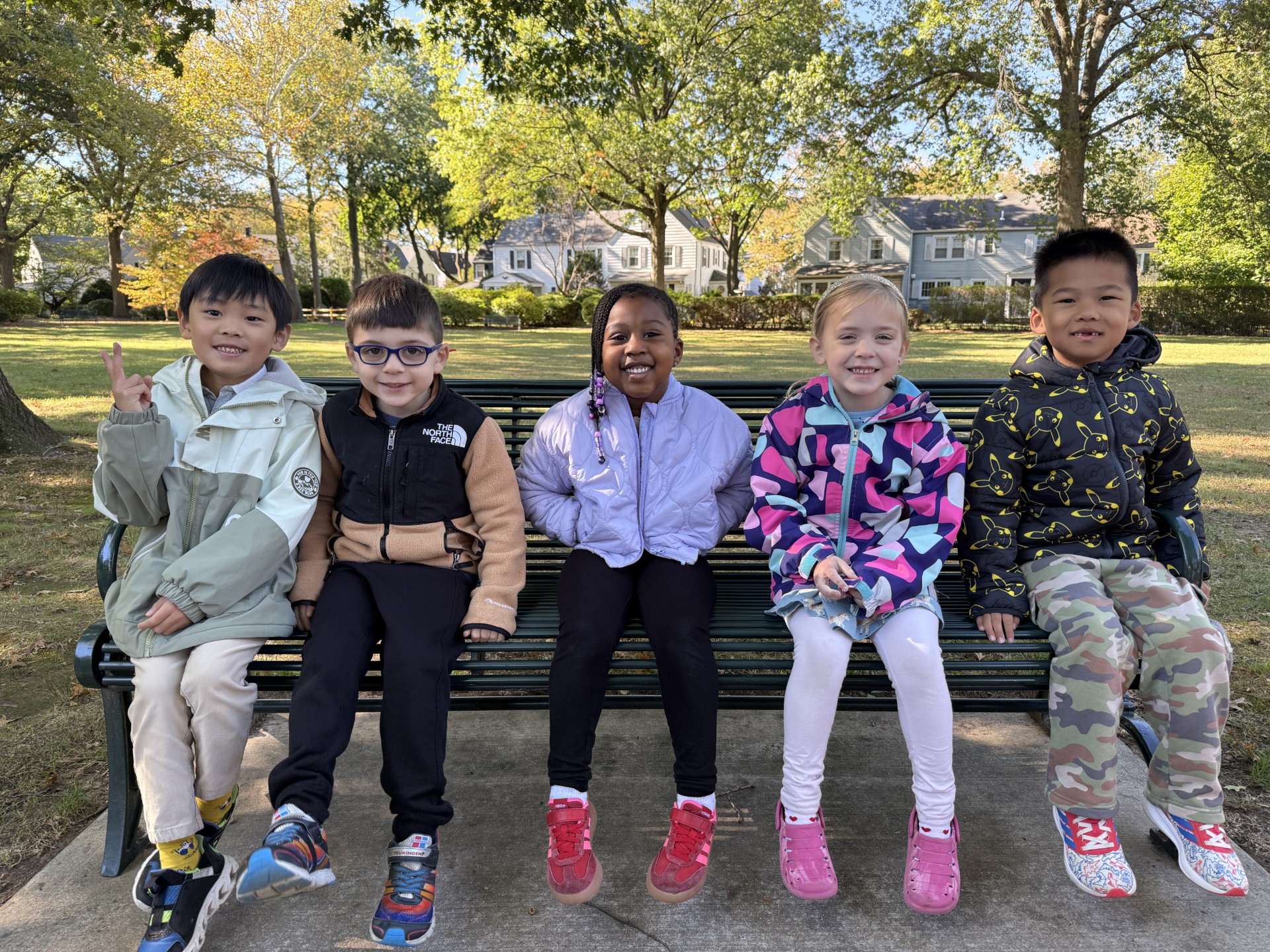 Students sitting on a bench
