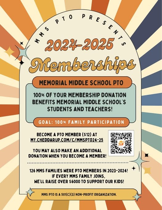 Memorial Middle School PTO Family Membership 2023-2024